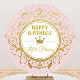 Lofaris Gold Litter Princess Happy Birthday Round Backdrop